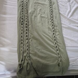 Chic Braided Detail Midi Skirt in Sage